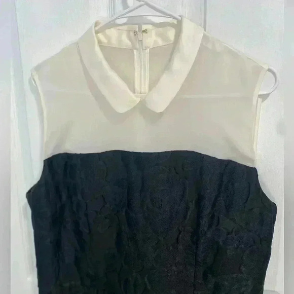NWT Kate Spade Vintage Silk Collared Black and White Dress Size 14 - Picture 2 of 11